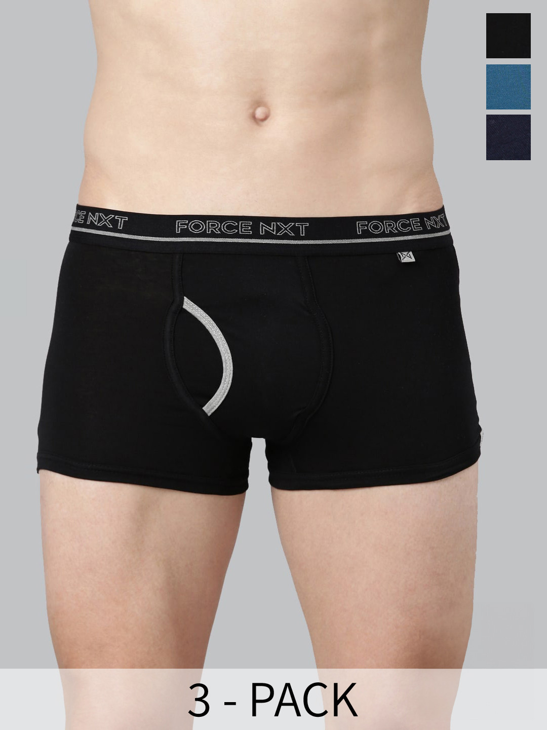 

Force NXT Assorted Pack of 3 Pure Cotton Short Trunks MNFF-133-R3-ASST-C1-PO3