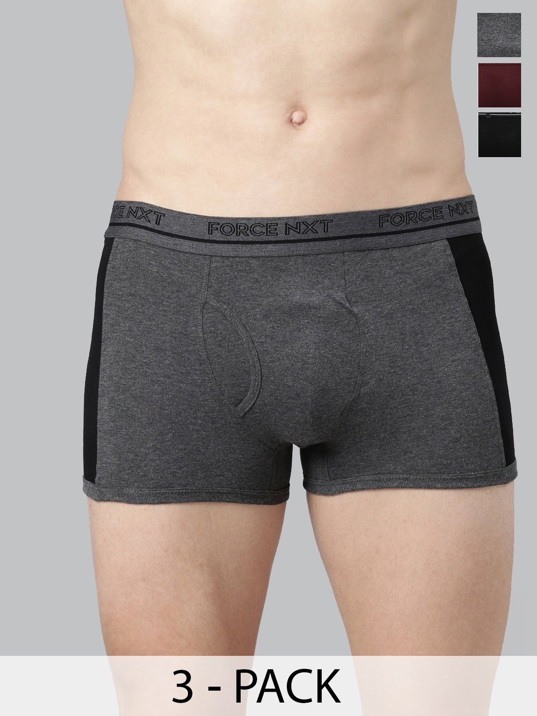

Force NXT Pack Of 3 Colourblocked Assorted Trunks MNFF-132-R3-ASST-C2-PO3, Grey