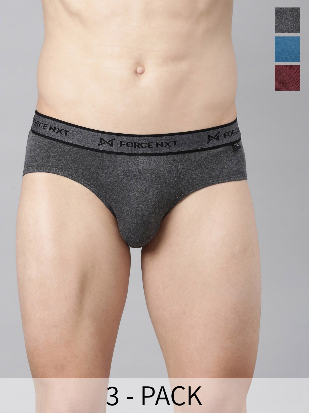 

Force NXT Pack Of 3 Assorted Anti Micribial Cotton Basic Briefs MNFF-111-N-R3-ASST-C2-PO3