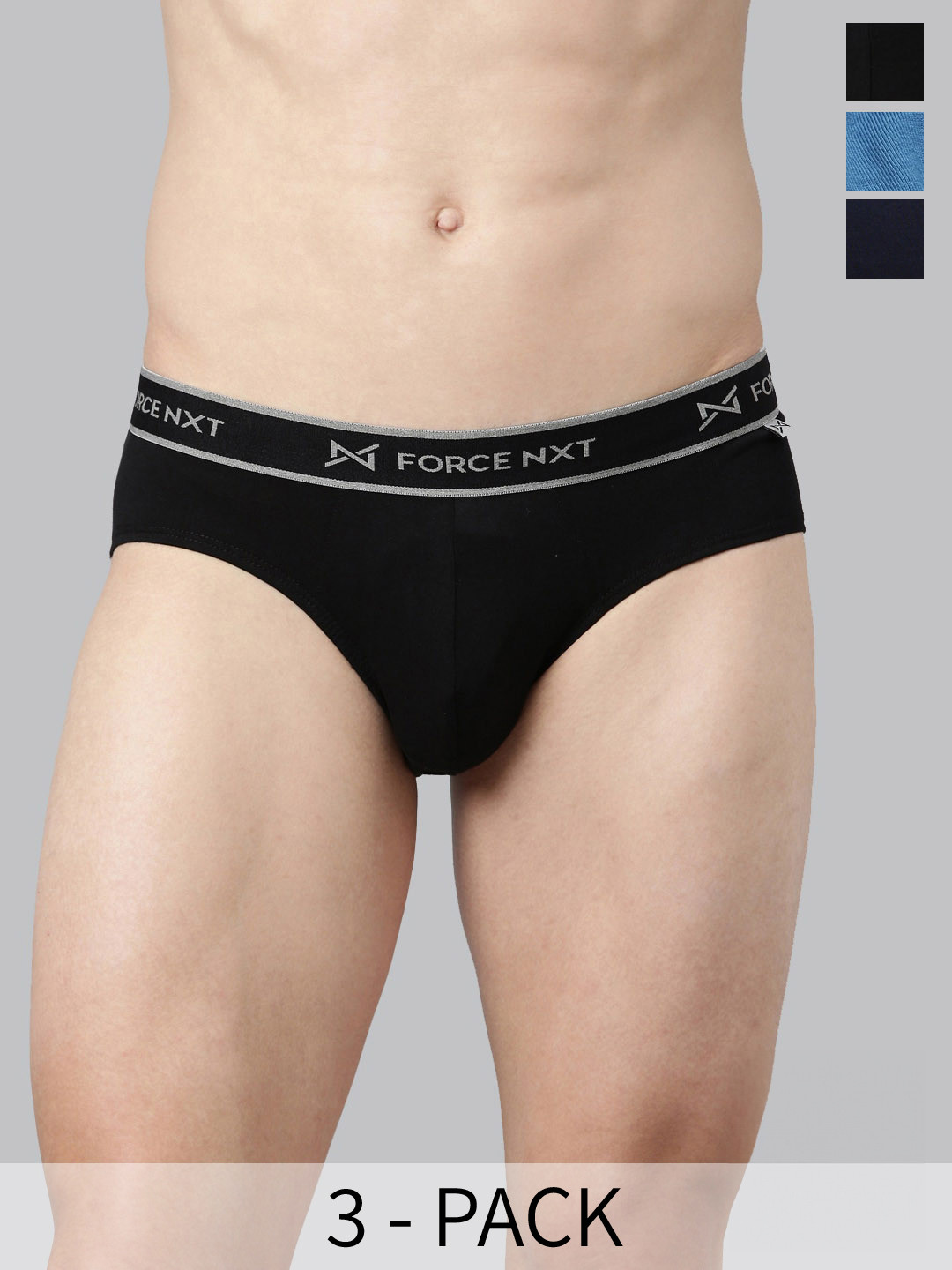 

Force NXT Pack Of 3 Assorted Anti Micribial Cotton Basic Briefs MNFF-111-N-R3-ASST-C1-PO3