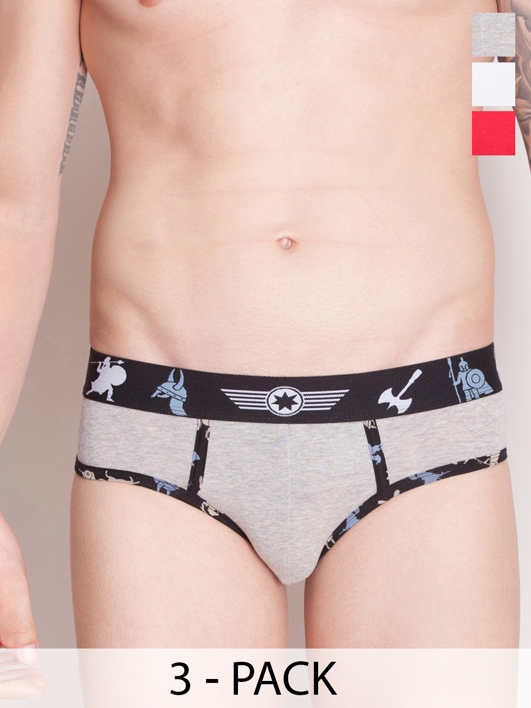 

Force NXT Pack Of 3 Anti Microbial Assorted Cotton Basic Briefs MNFL-34-R3-ASST-C2-PO3