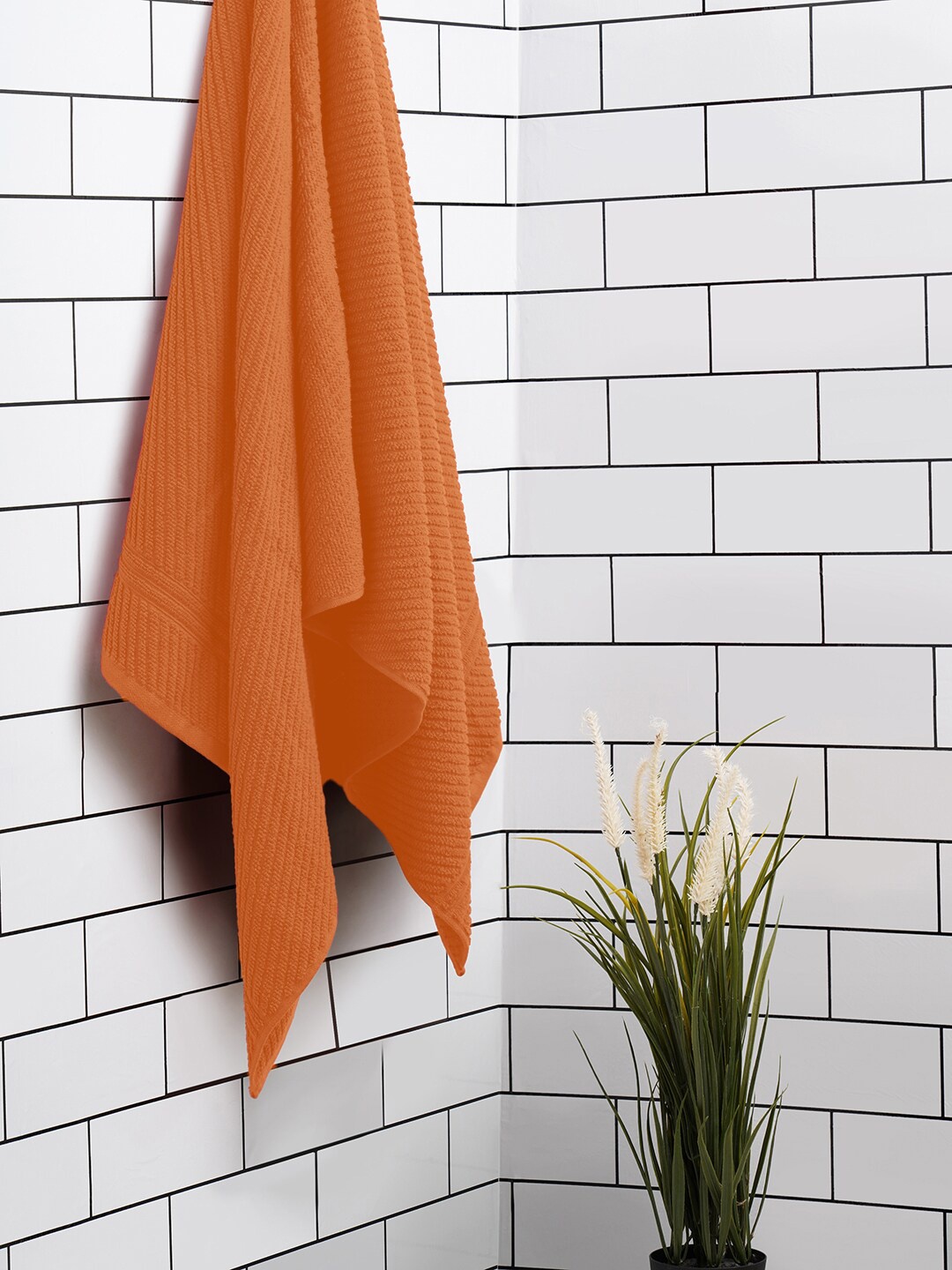 

SPACES Orange Striped 380GSM Pure Cotton Bath Towel