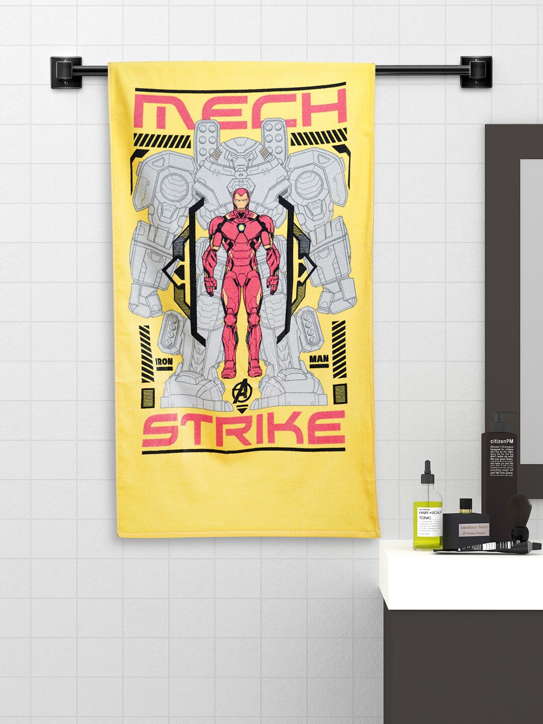 

SPACES Yellow & Red 380 GSM Disney Ironman Printed Pure Cotton Bath Towel