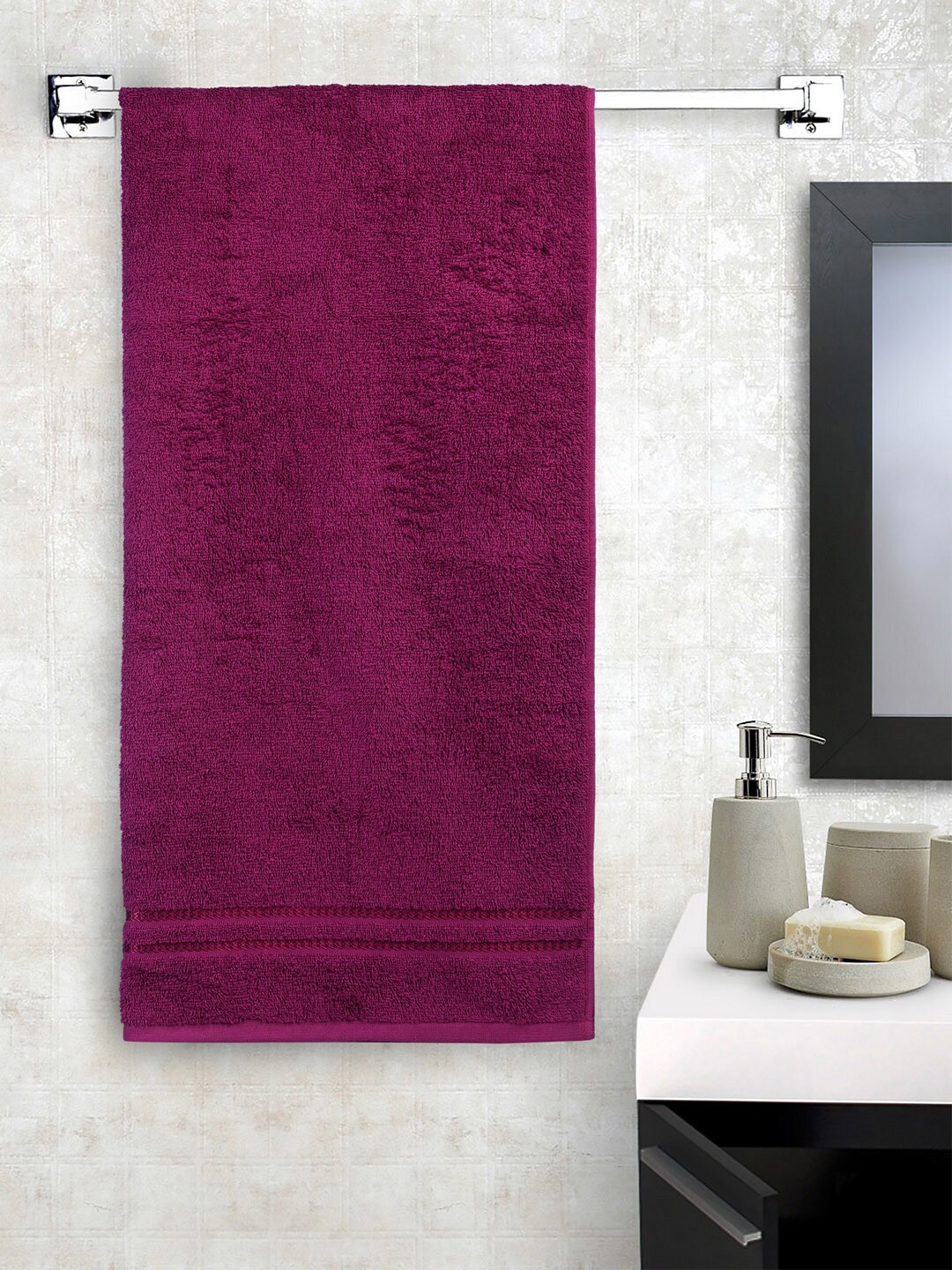 

Welspun Magenta 380 GSM Pure Cotton Anti-Bacterial Quick Dry Bath Towel