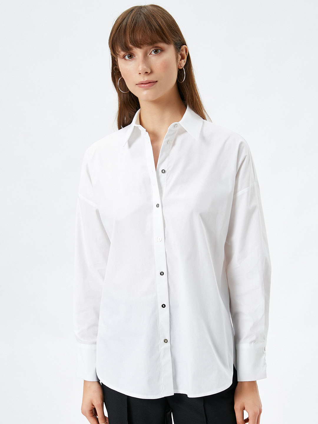 

Koton Spread Collar Drop-Shoulder Sleeves Casual Pure Cotton Shirt, White