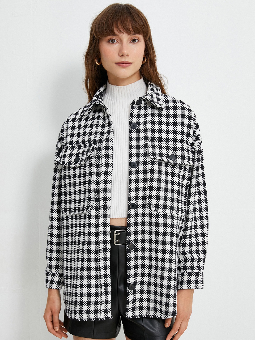 

Koton Gingham Checked Regular Fit Opaque Cotton Casual Shirt, Black