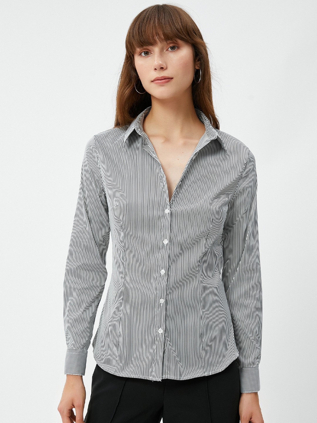 

Koton Striped Spread Collar Casual Shirt, White