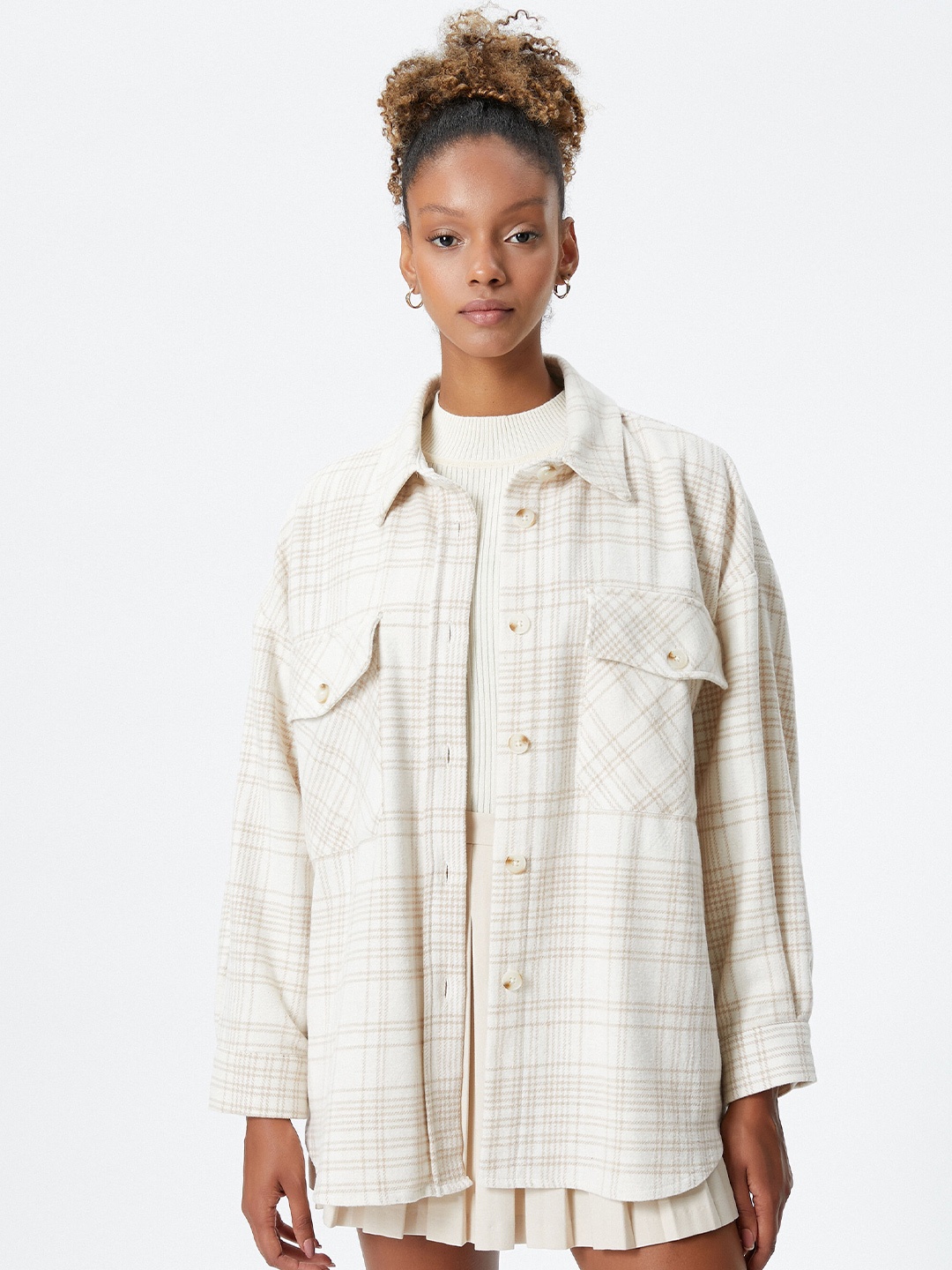 

Koton Checked Oversized Casual Shirt, White