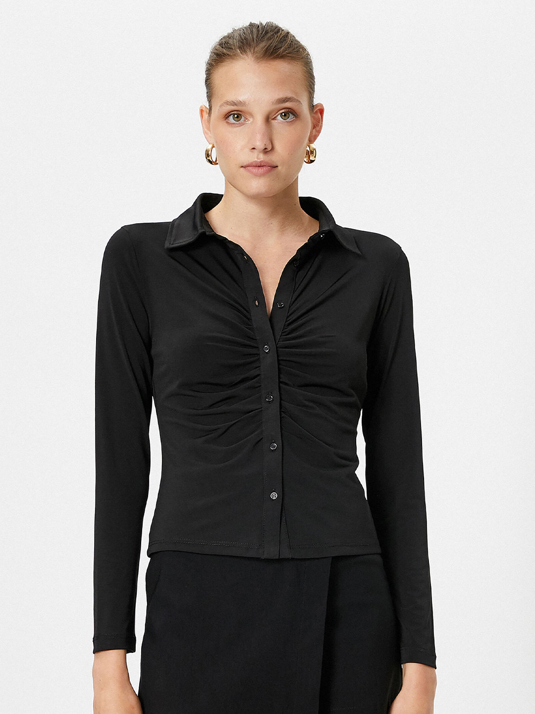 

Koton Spread Collar Casual Shirt, Black