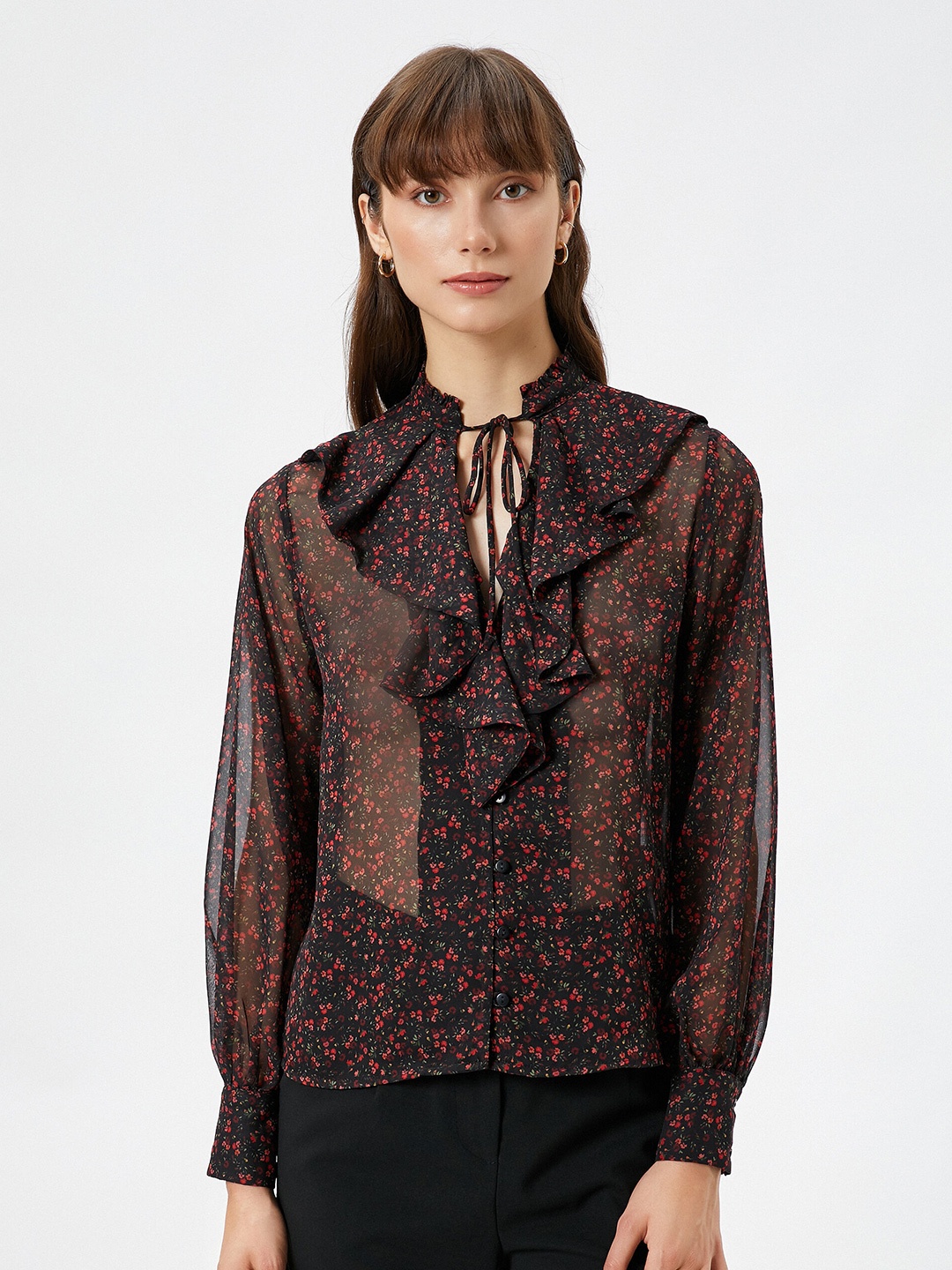 

Koton Floral Printed Casual Shirt, Black