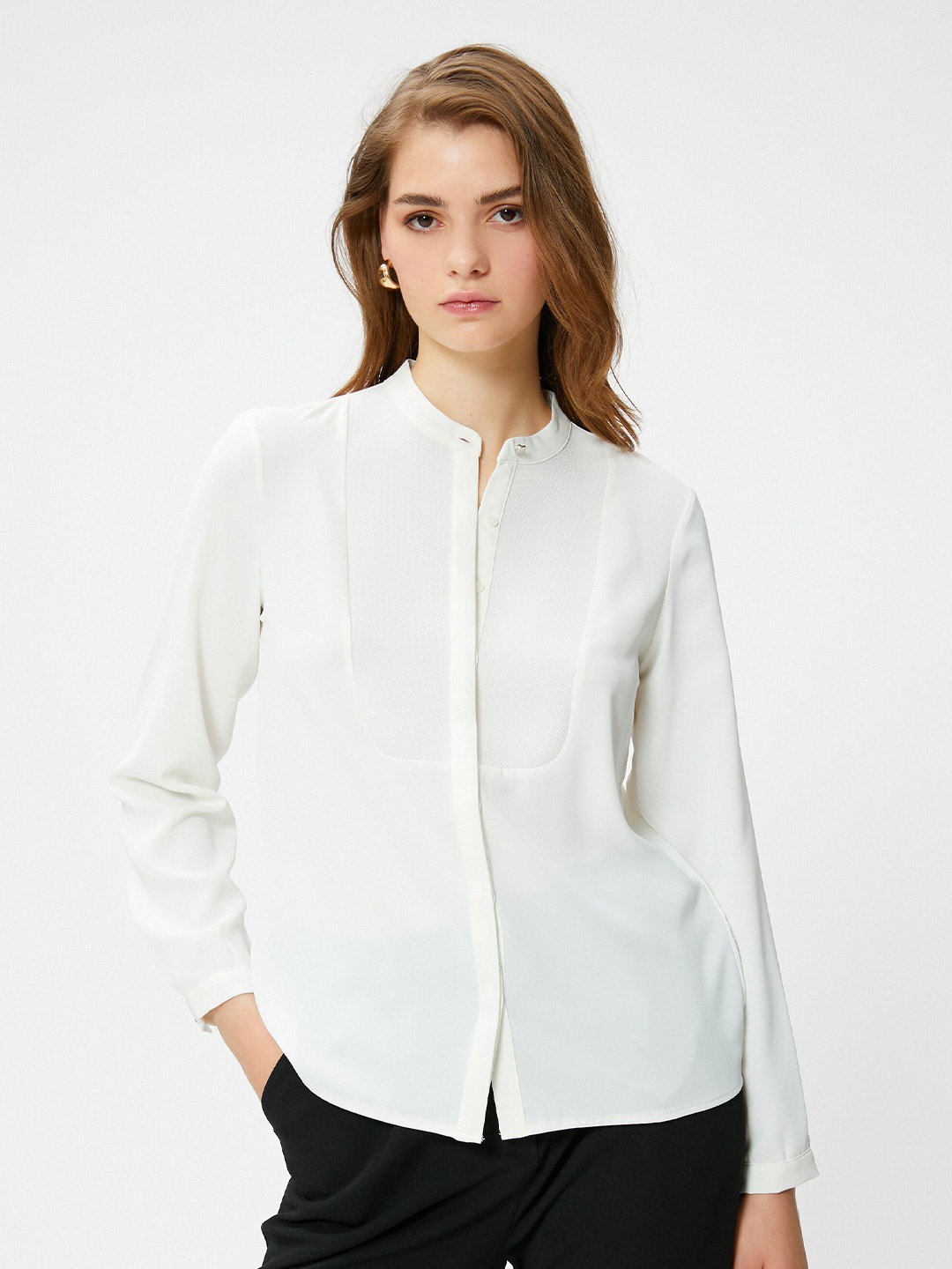 

Koton Band Collar Opaque Casual Shirt, White