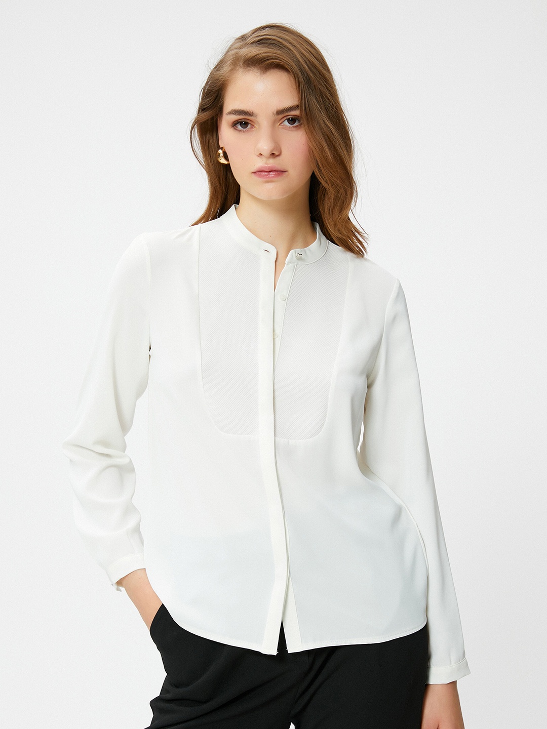 

Koton Mandarin Collar Classic Casual Shirt, White