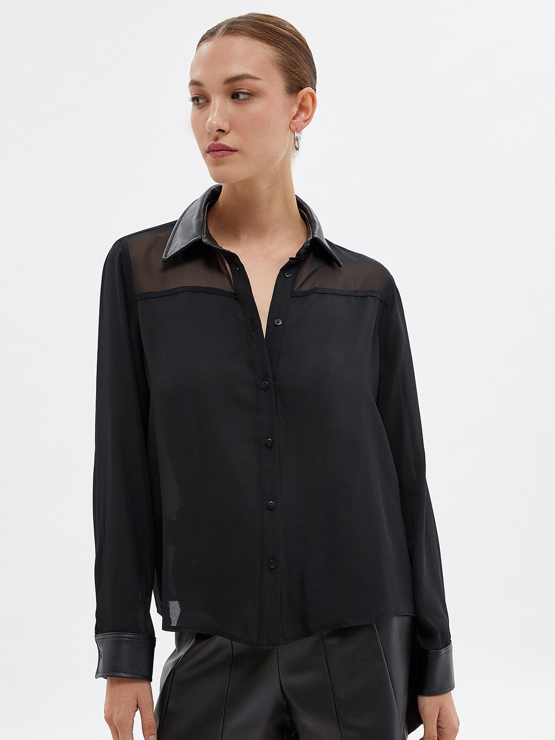 

Koton Spread Collar Casual Shirt, Black