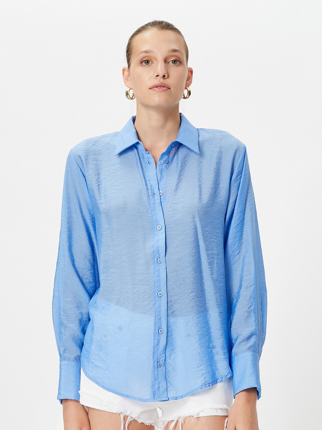 

Koton Spread Collar Casual Shirt, Blue