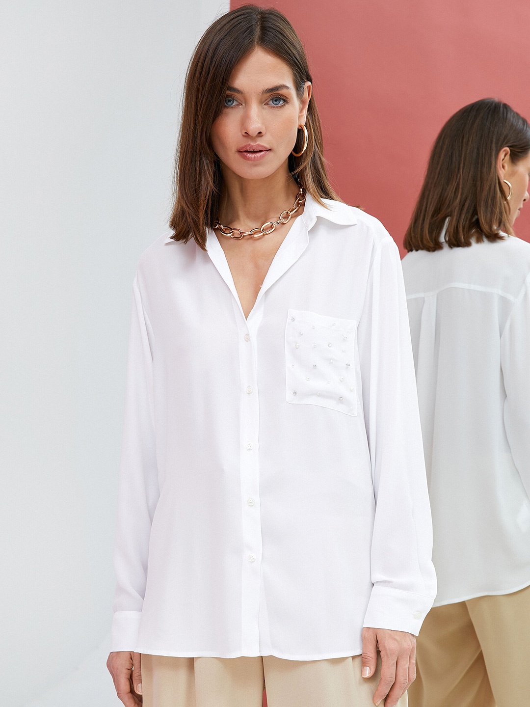 

Koton Spread Collar Casual Shirt, White