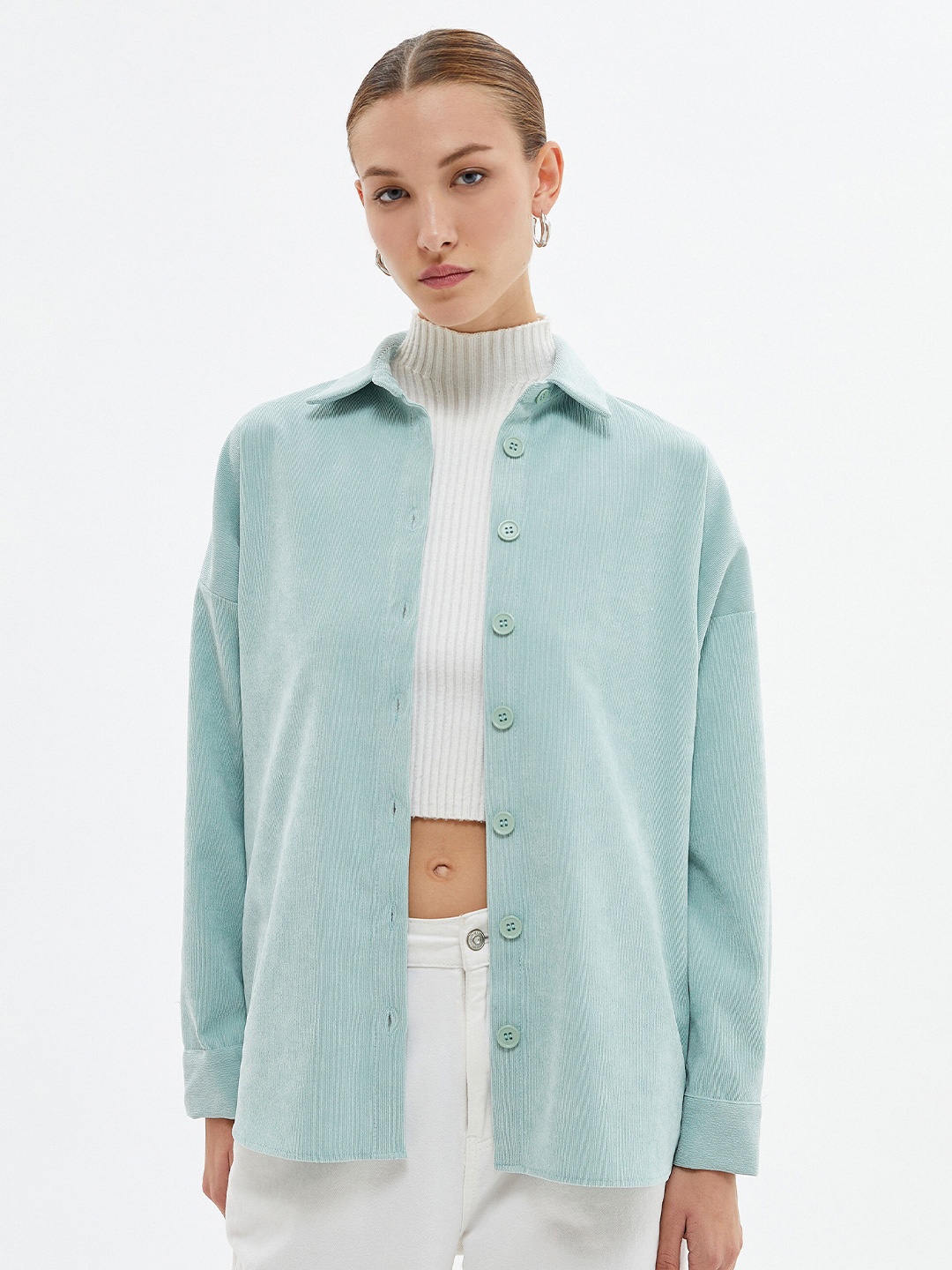 

Koton Spread Collar Casual Shirt, Green