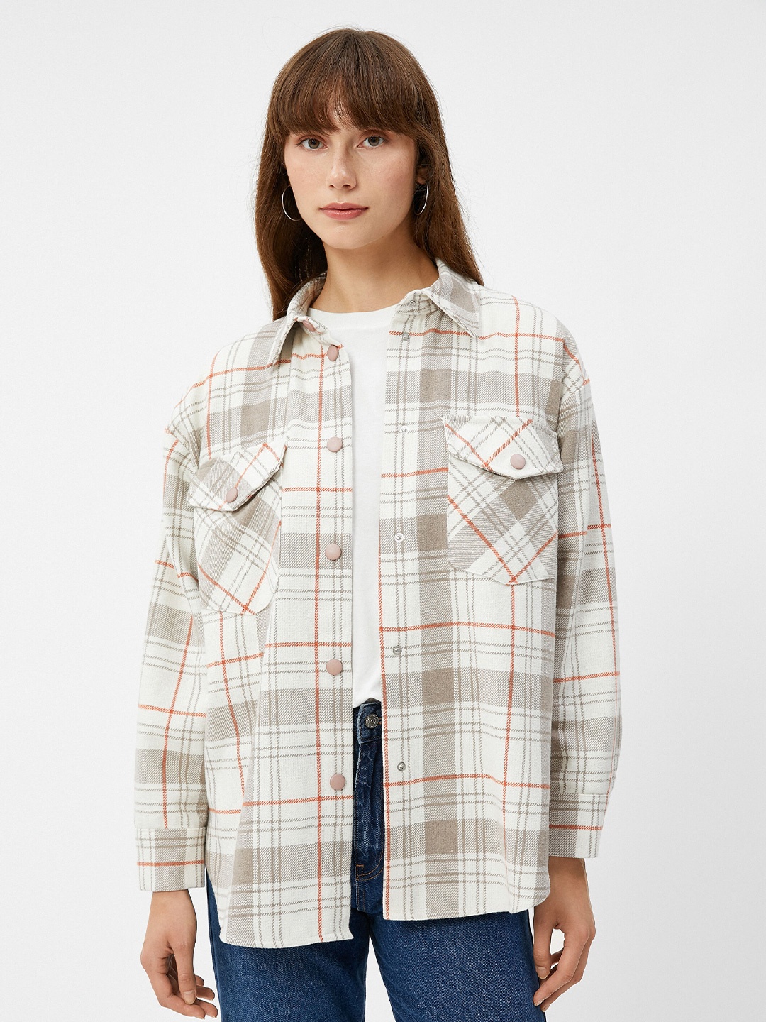 

Koton Tartan Checks Cotton Casual Shirt, White