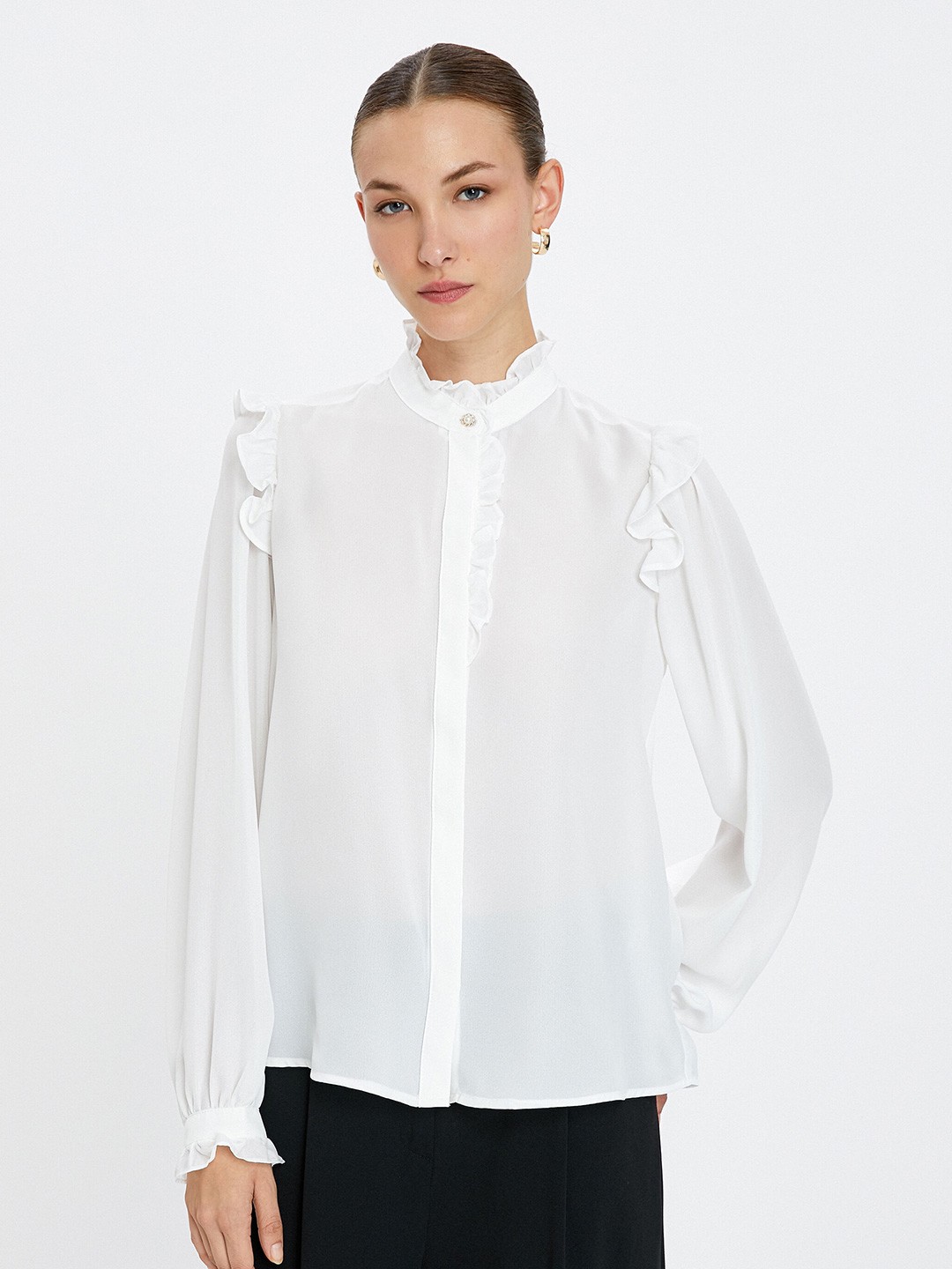 

Koton Mandarin Collar Casual Shirt, White