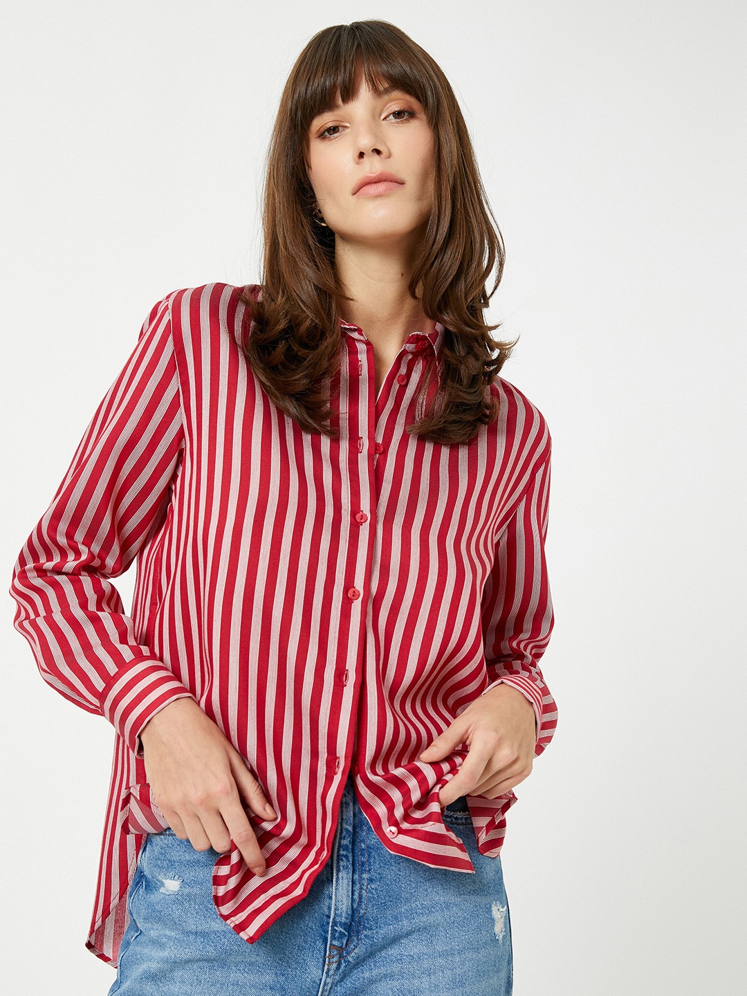 

Koton Vertical Stripes Casual Shirt, Red