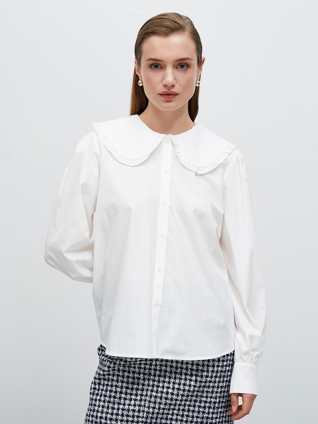 

Koton Peter Pan Collar Classic Cotton Casual Shirt, White
