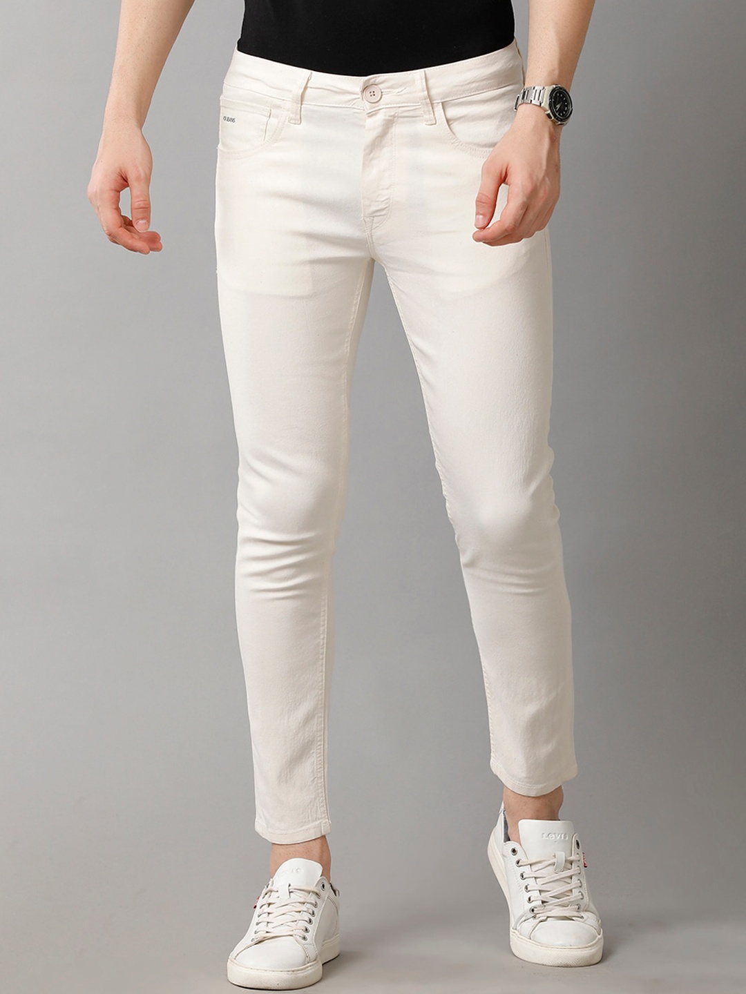 

Voi Jeans Men Clean Look Stretchable Jeans, Off white