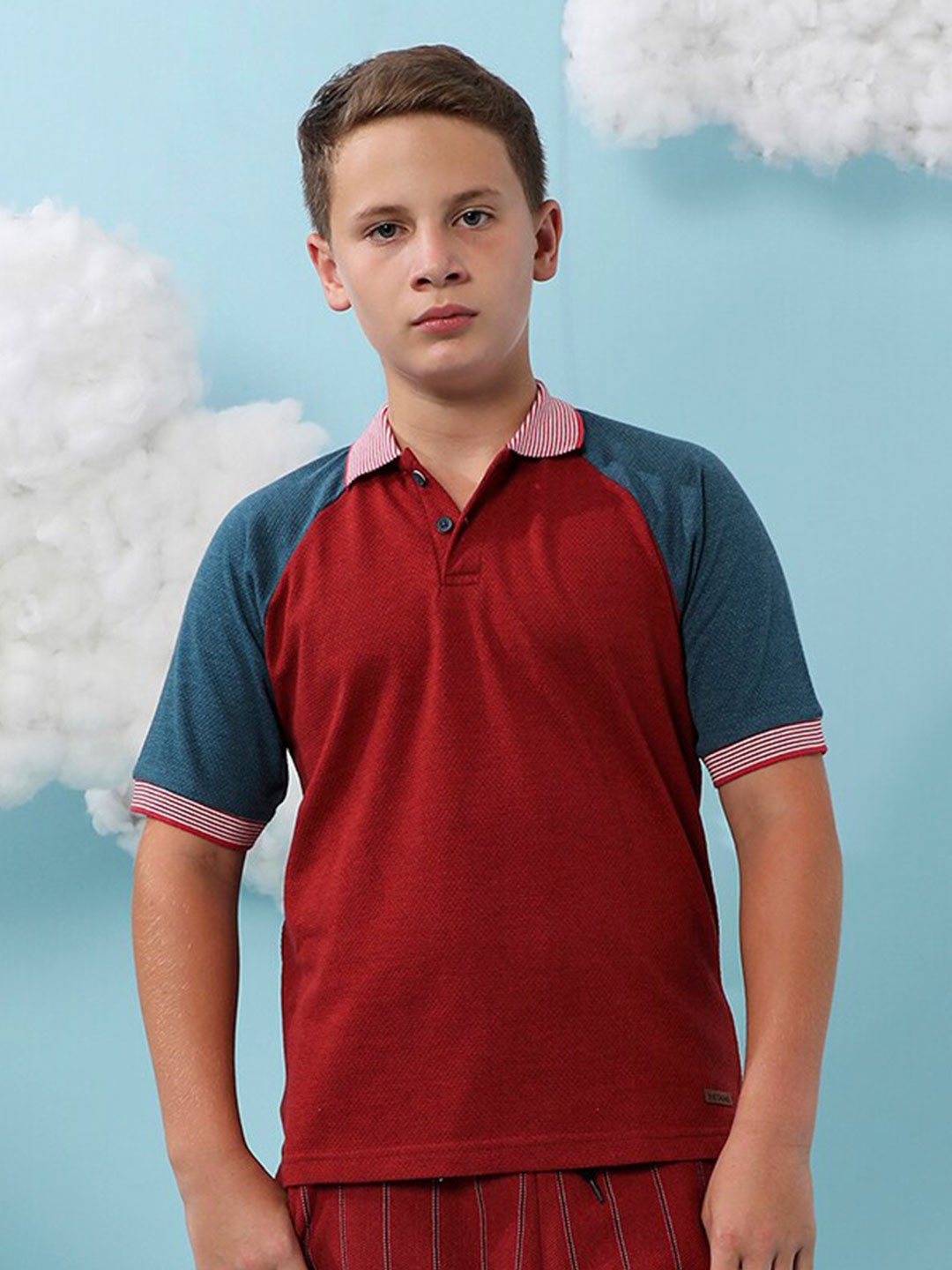 

Instafab Boys Polo Neck Short Sleeves Cotton T-shirt, Red