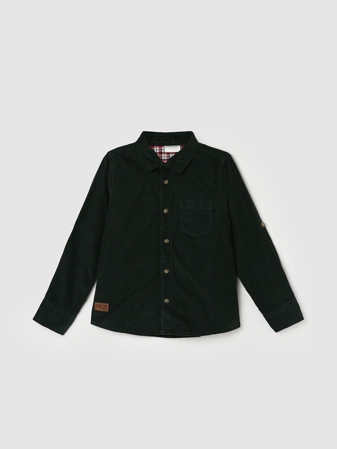 max Boys Spread Collar Casual Pure Cotton Shirt, Green
