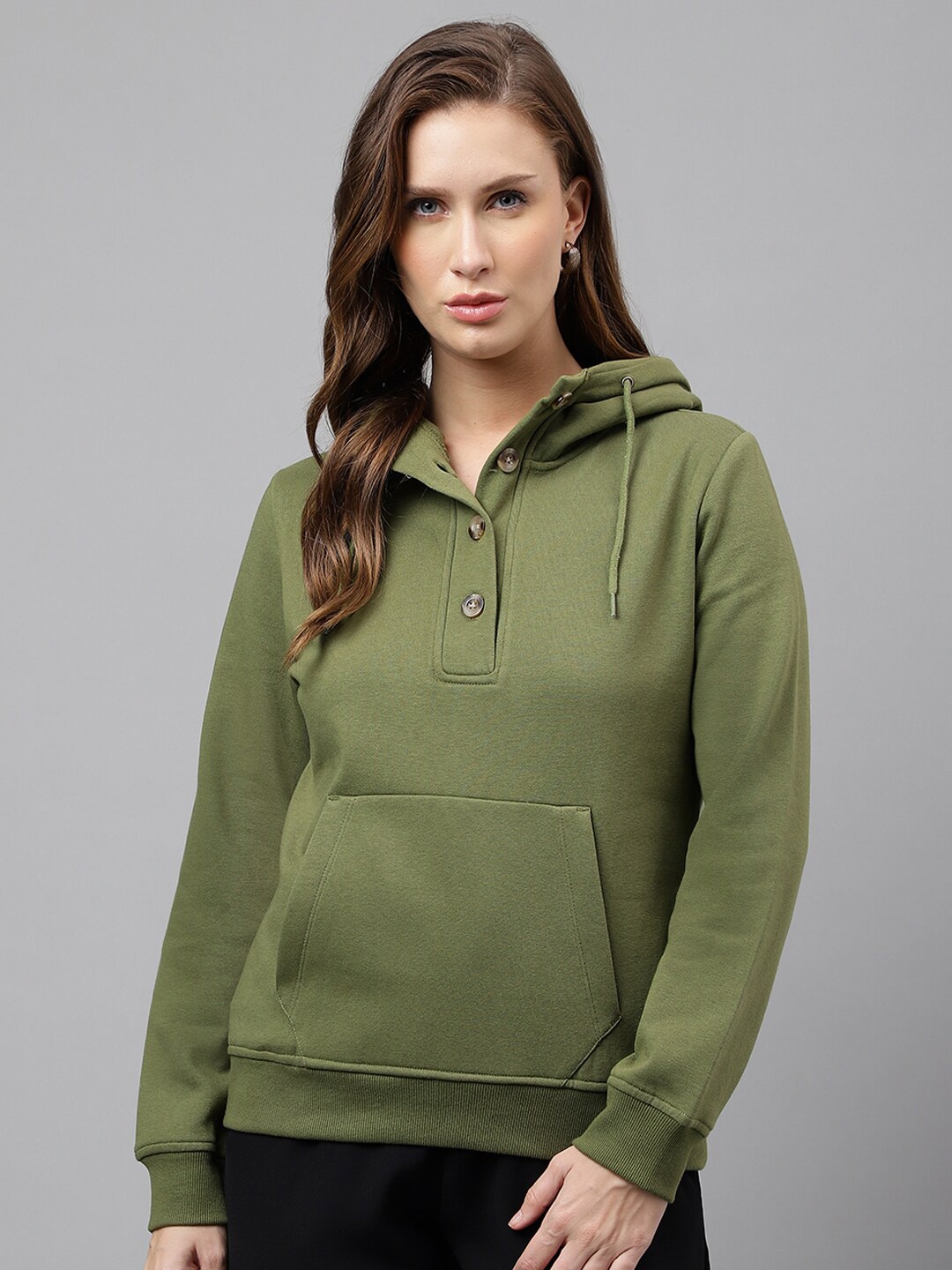 

Hancock Hooded Long Sleeves Anti Odour Fleece Pullover Sweatshirt, Olive