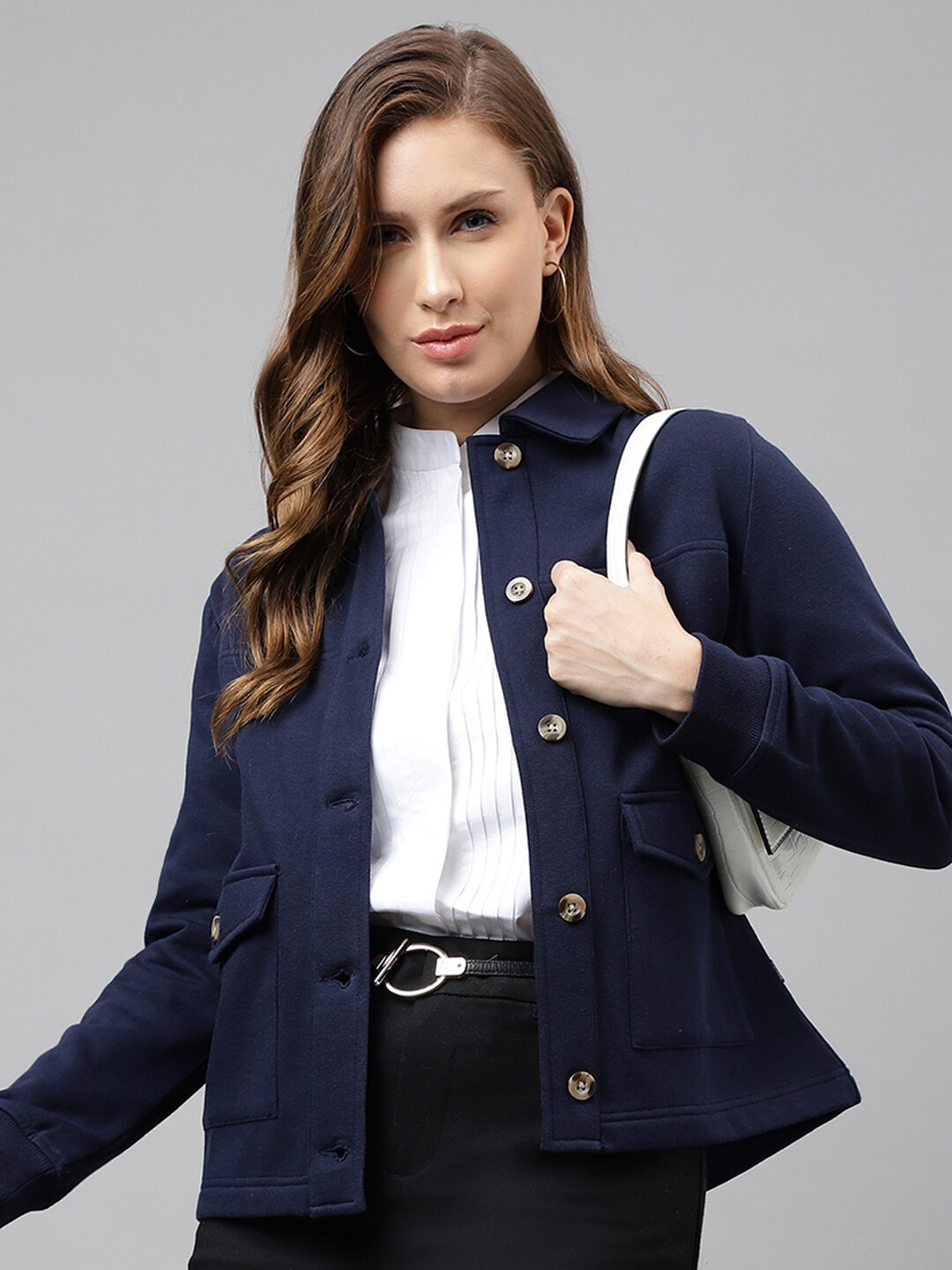 

Hancock Spread Collar Fleece Tailored Jacket, Navy blue