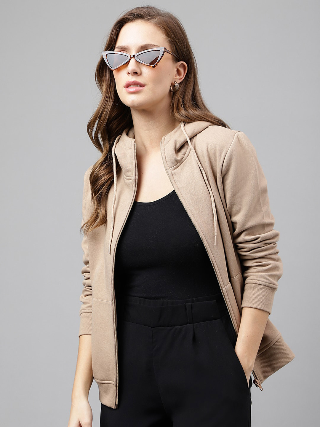 

Hancock Hooded Anti Odour Technology Fleece Front-Open Sweatshirt, Beige