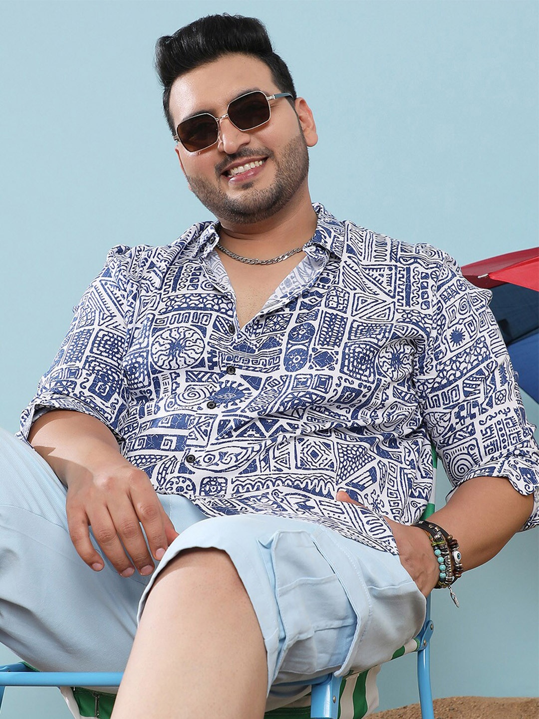 

Instafab Plus Classic Tribal Printed Casual Shirt, Blue