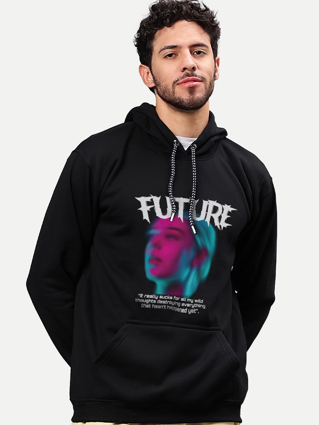 

Mad Over Print Graphic Printed Hooded Pullover Sweatshirt, Black