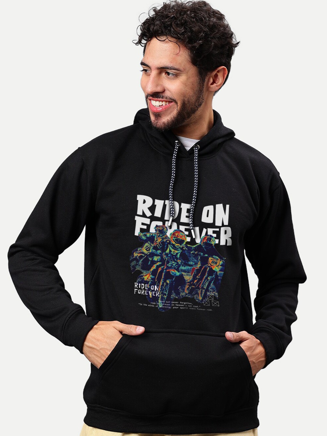 

Mad Over Print Graphic Printed Hooded Pullover Sweatshirt, Black