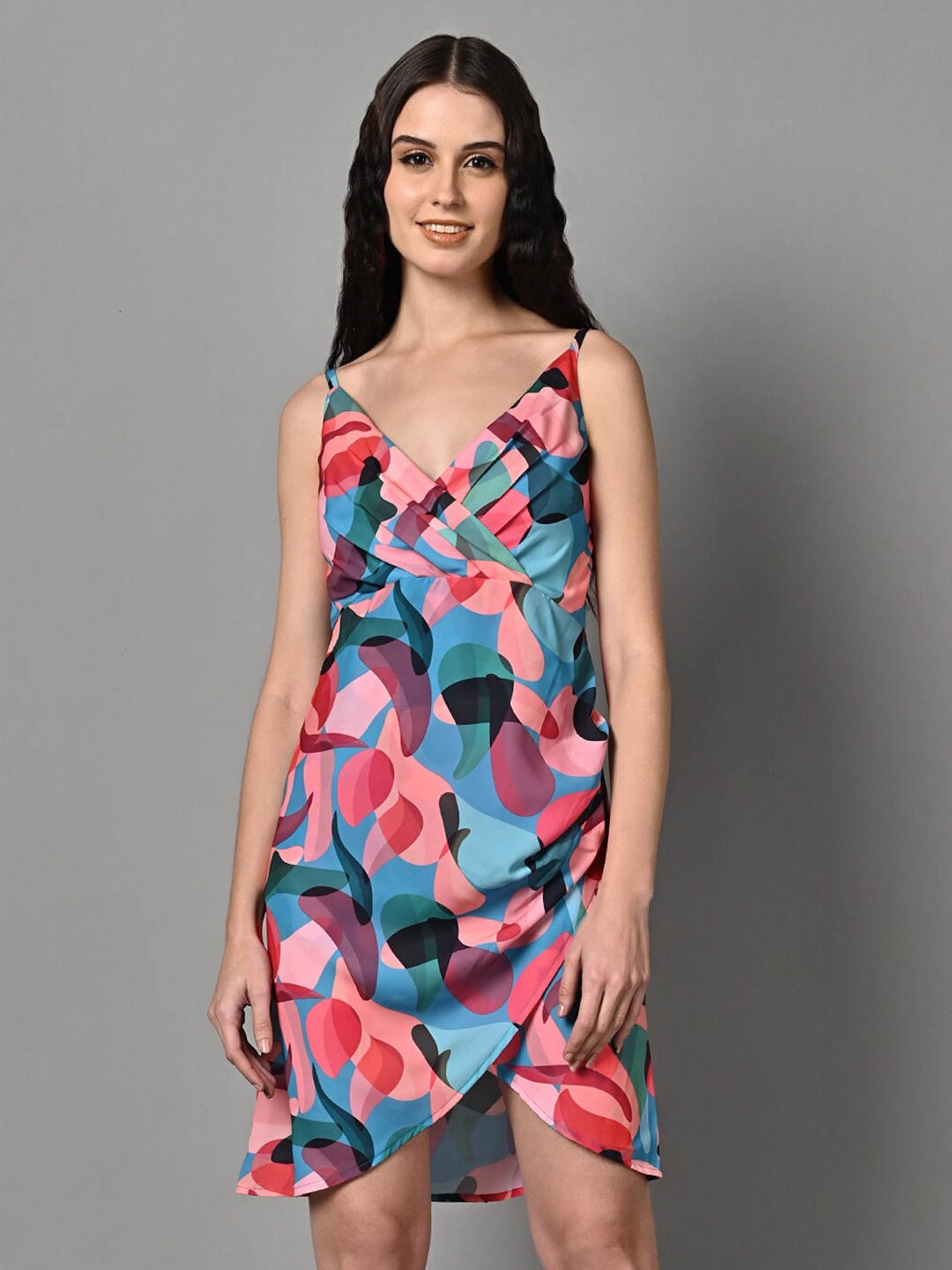 

Justin Whyte Geometric Printed Shoulder Strap A-Line Dress, Pink