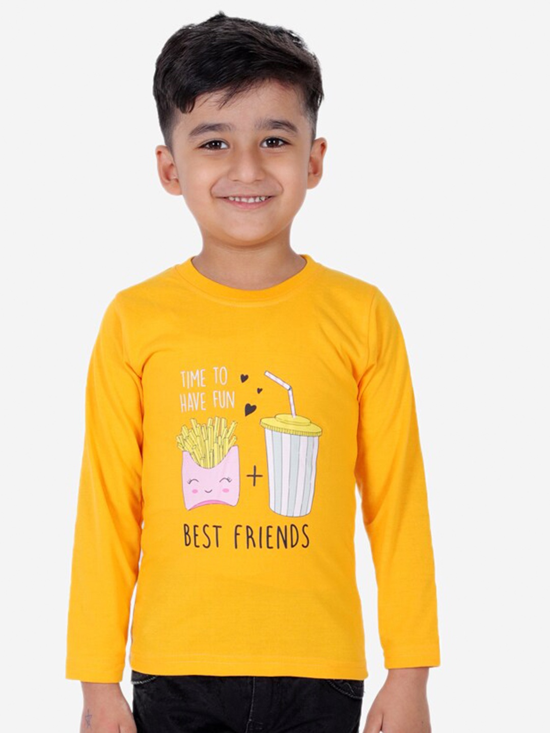 Superminis Boys Graphic Printed Cotton T-shirt, Yellow