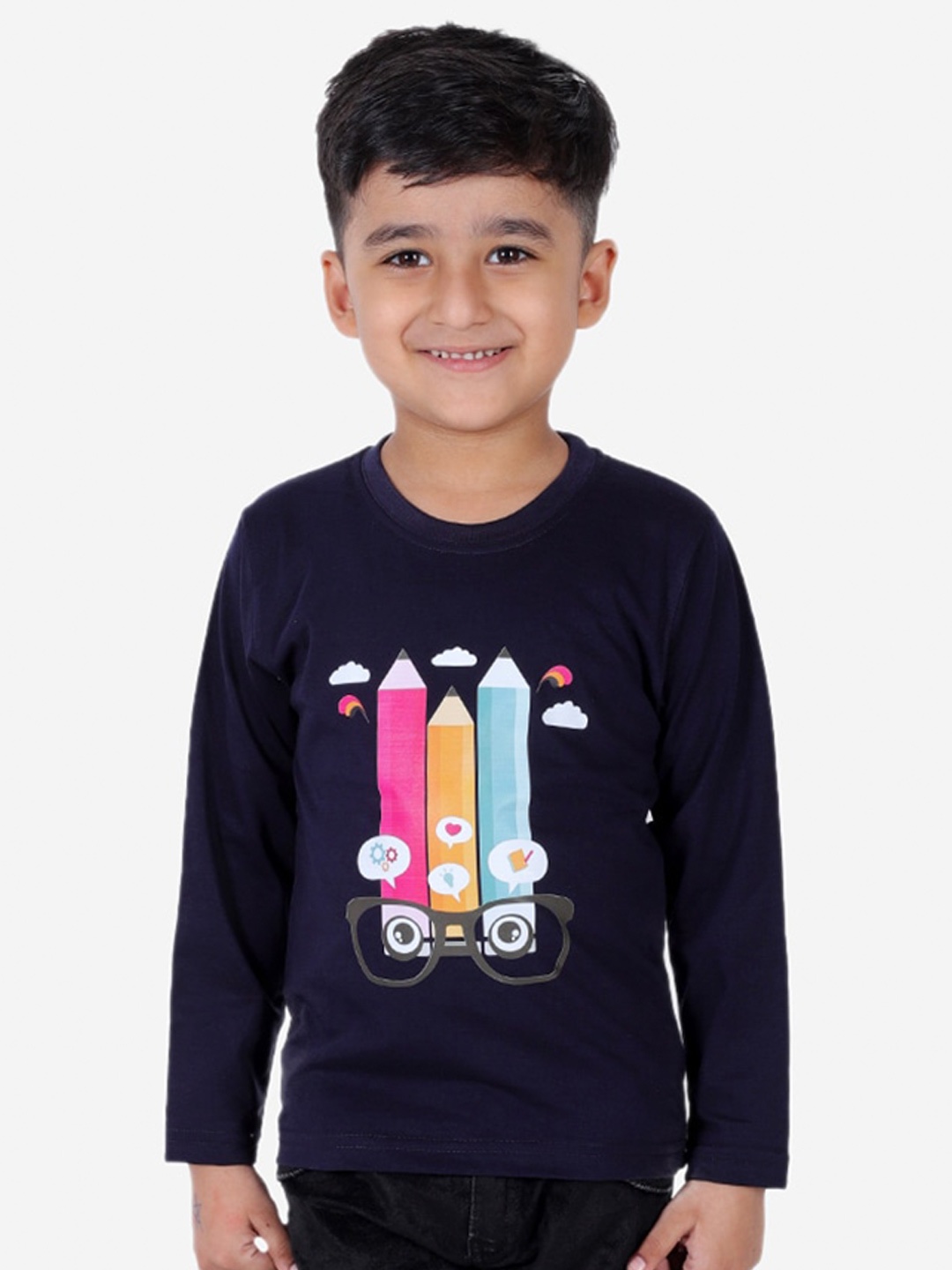 

Superminis Boys Graphic Printed Cotton T-shirt, Navy blue
