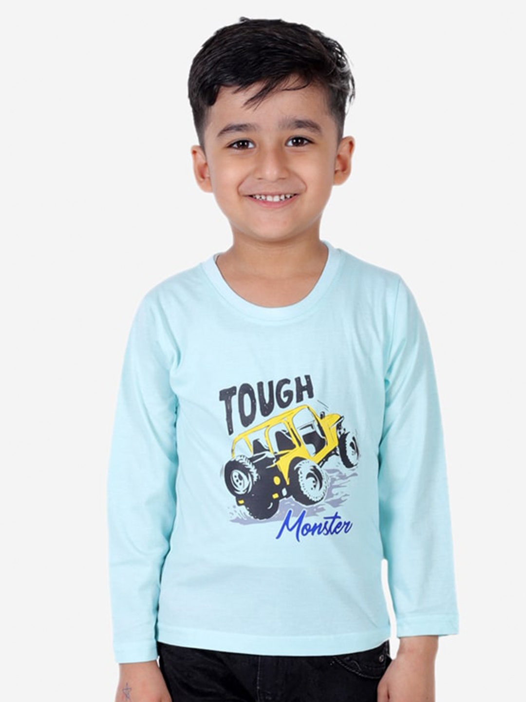 

Superminis Boys Graphic Printed Cotton T-shirt, Turquoise blue
