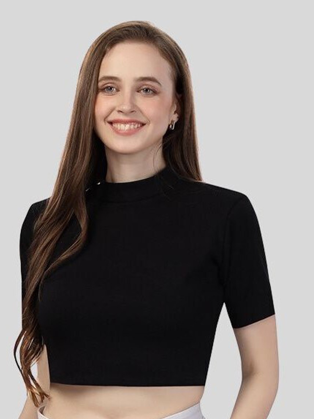 

Fabme High Neck Cotton Top, Black