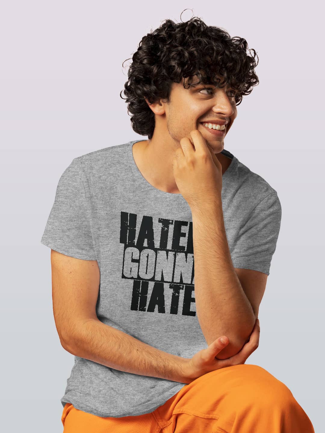 

macmerise Typography Printed Bio Finish Cotton T-shirt, Grey melange