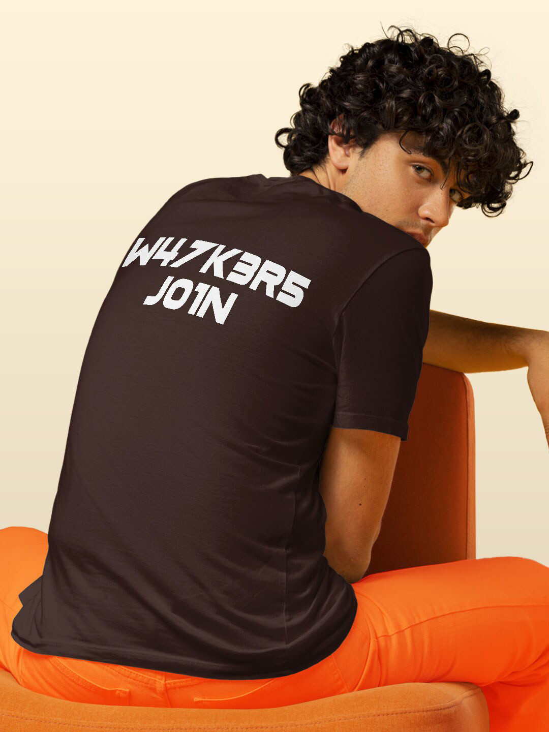 

macmerise Typography Printed Bio Finish Cotton T-shirt, Brown
