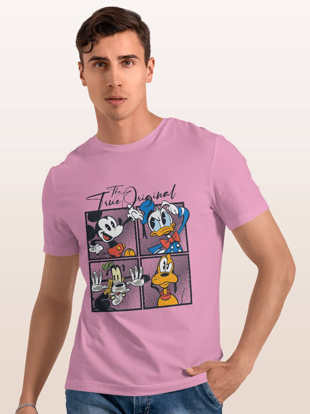 

macmerise Mickey & Friends Printed Bio Finish Cotton T-shirt, Pink