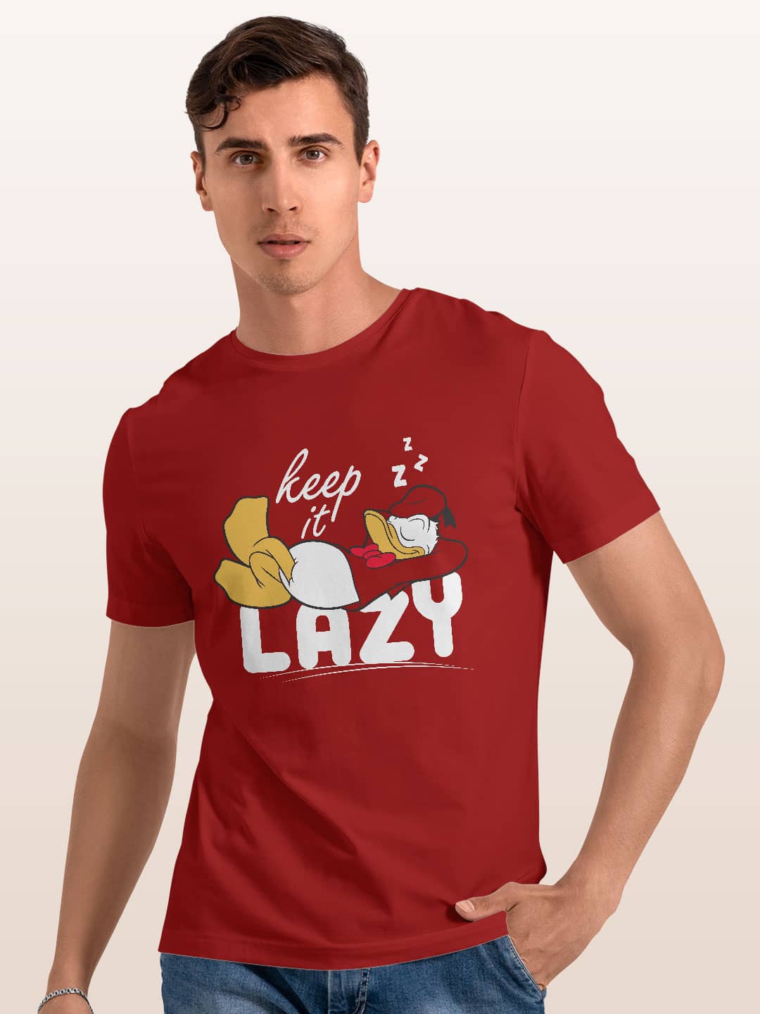 

macmerise Donald Duck Printed Bio Finish Cotton T-shirt, Red