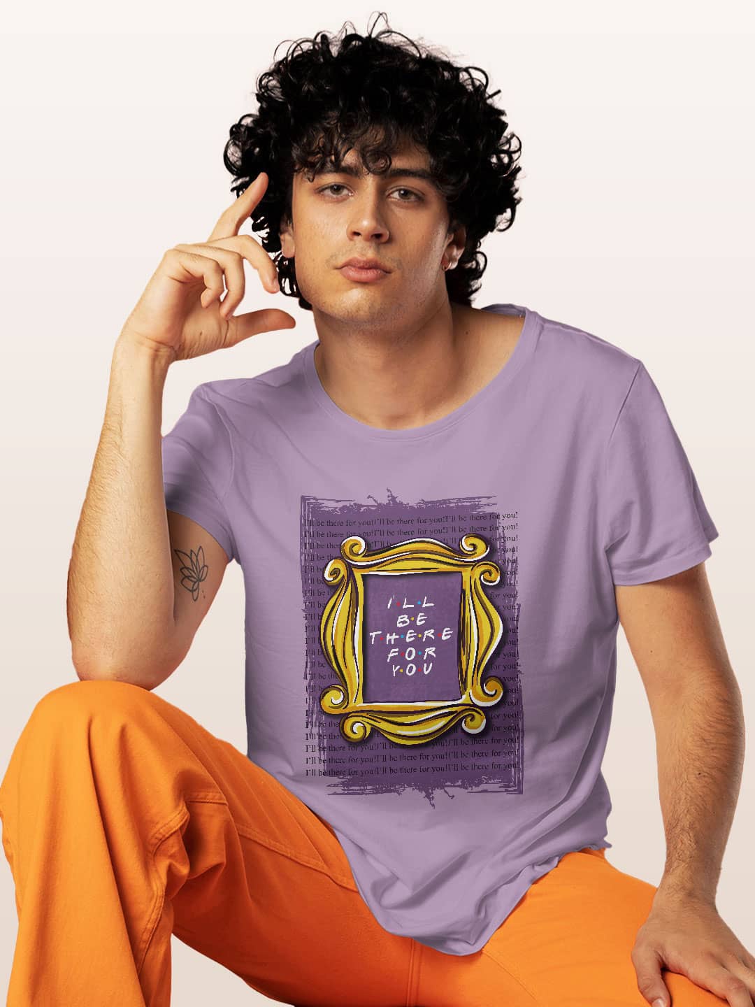 

macmerise Graphic Printed Bio Finish Cotton T-shirt, Lavender