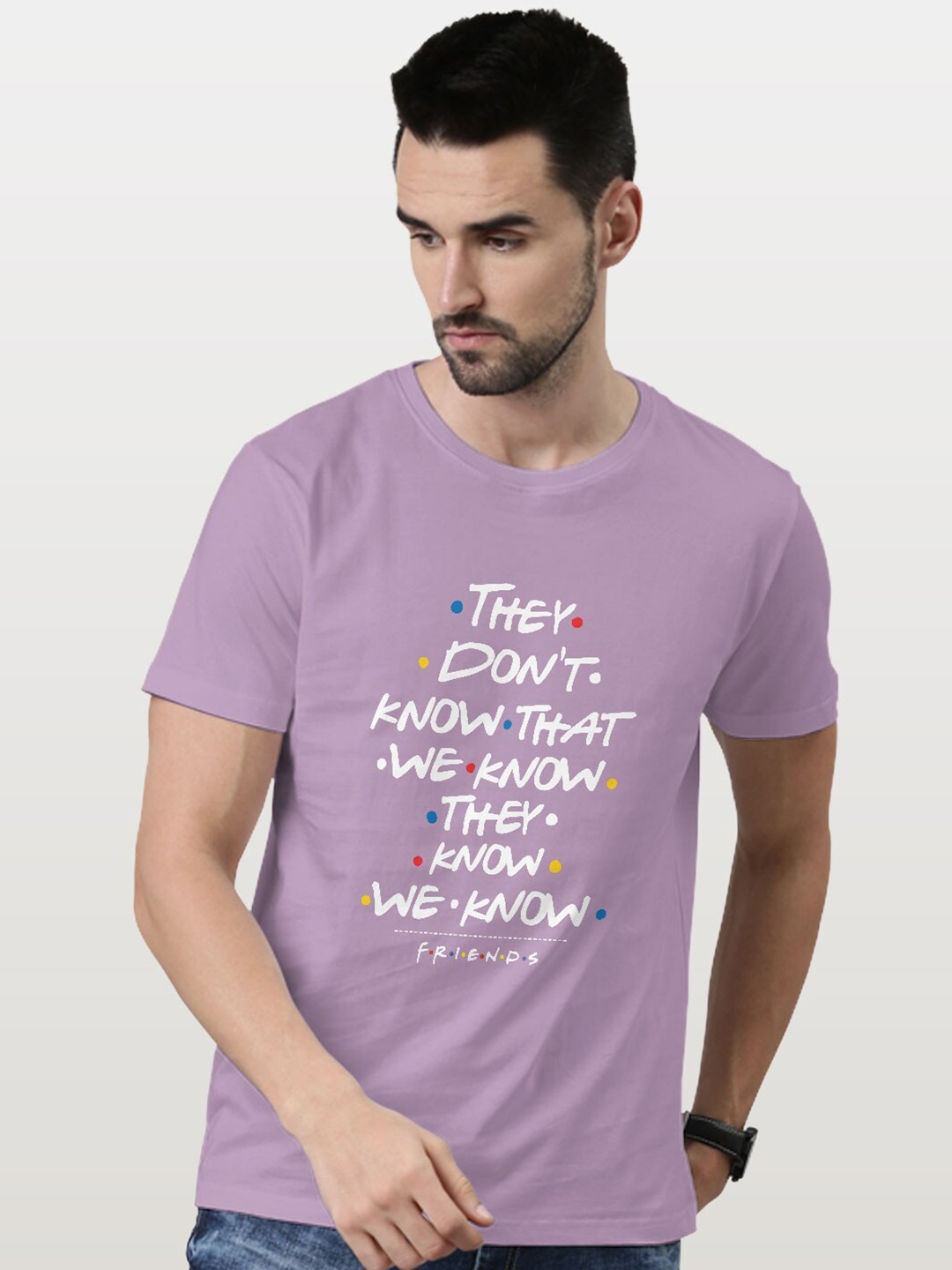 

macmerise Typography Printed Bio Finish Cotton T-shirt, Lavender
