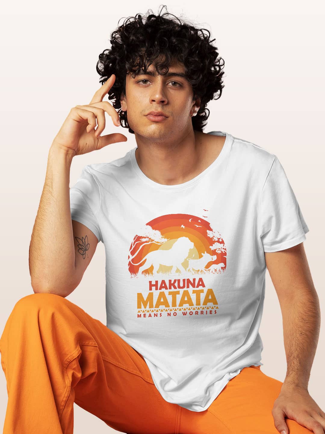 

macmerise Hakuna Matata Printed Bio Finish Cotton T-shirt, White