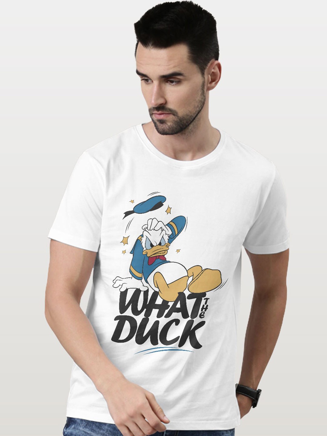 

macmerise Donald Duck Printed Bio Finish Cotton T-shirt, White