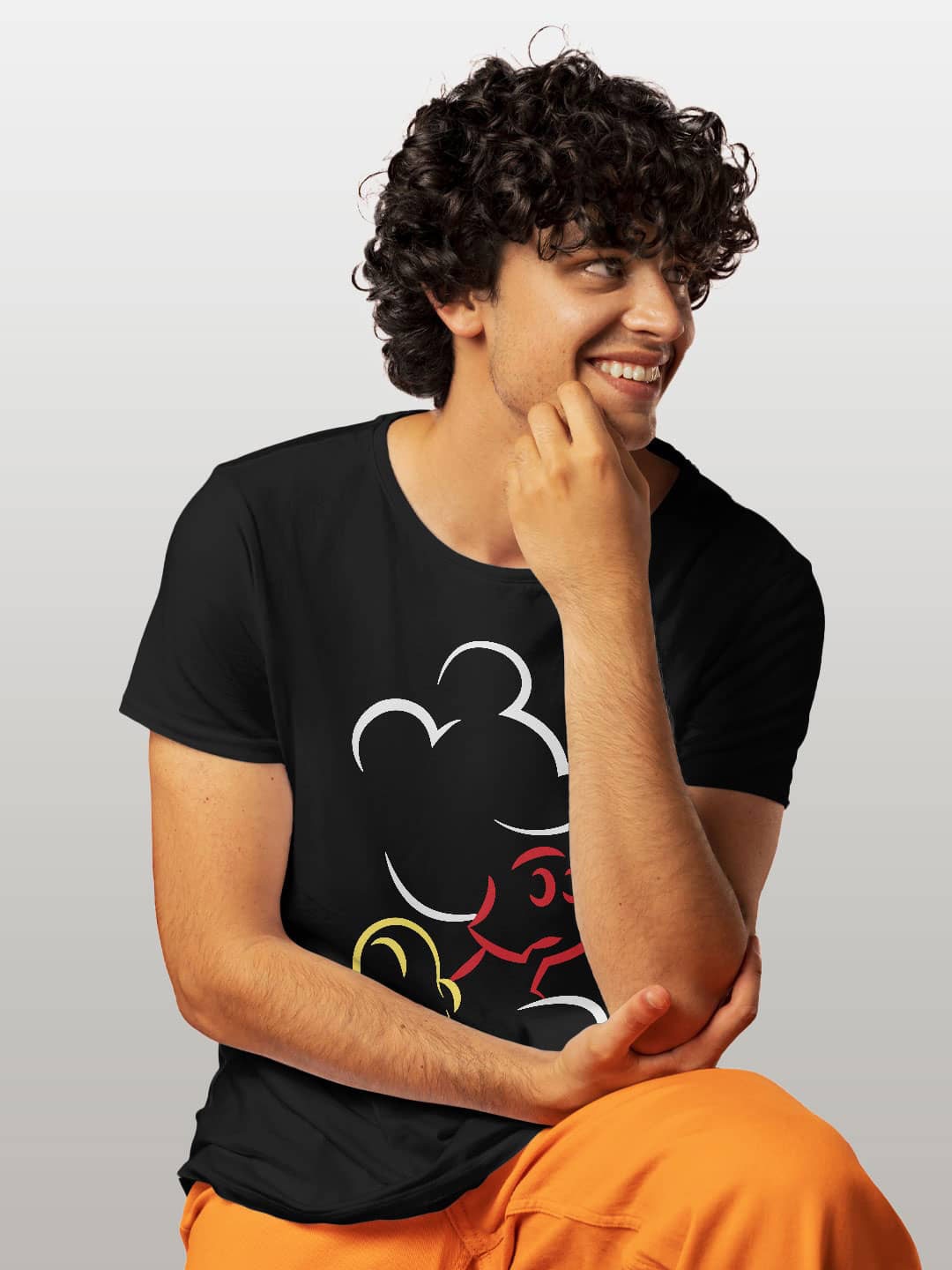 

macmerise Mickey Mouse Printed Bio Finish Cotton T-shirt, Black