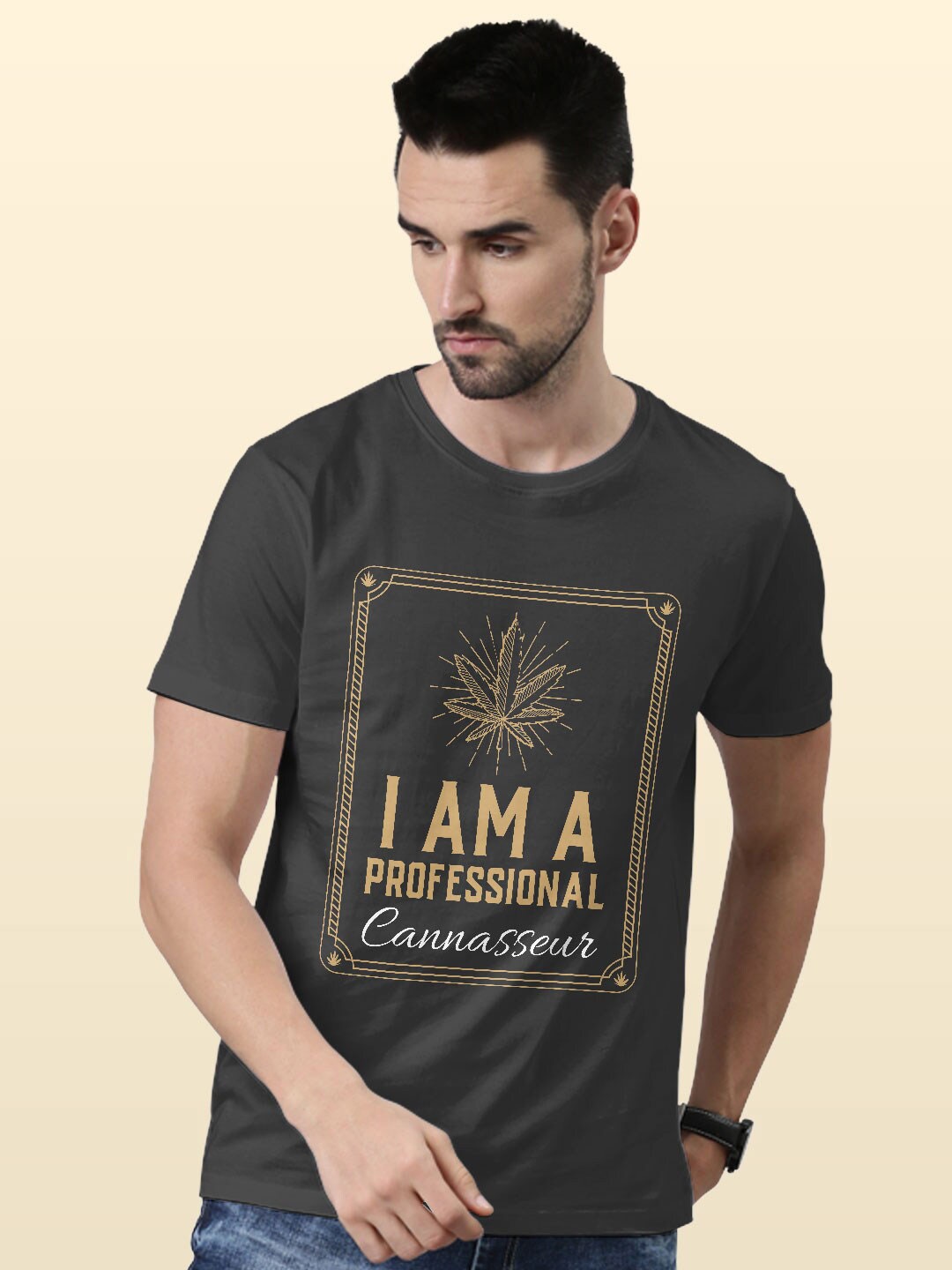 

macmerise Typography Printed Bio Finish Cotton T-shirt, Grey