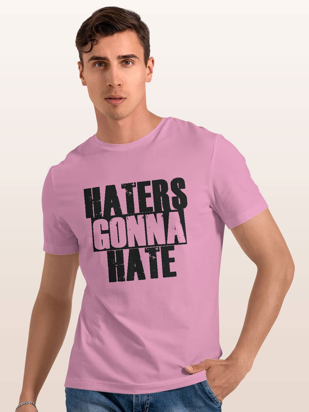 

macmerise Typography Printed Bio Finish Cotton T-shirt, Pink
