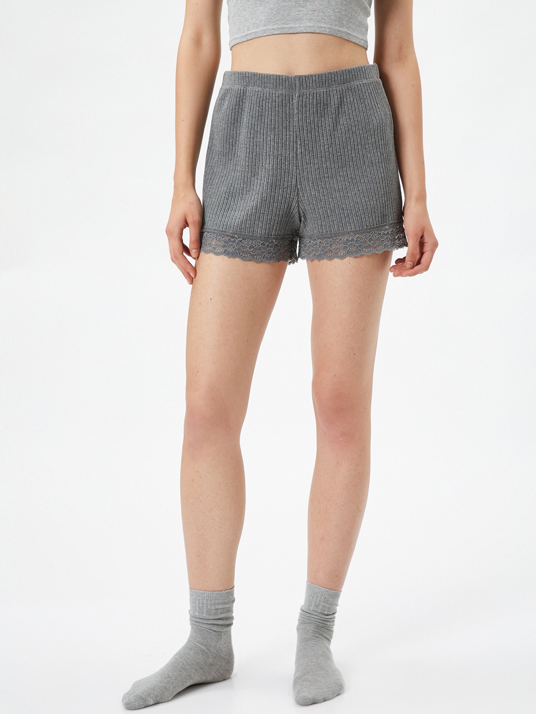 

Koton Women Mid Rise Shorts, Grey